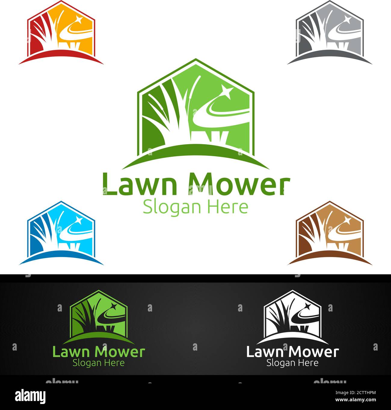 Lawn Mower Logo for Lawn Mowing Gardener Vector Design Stock Vector