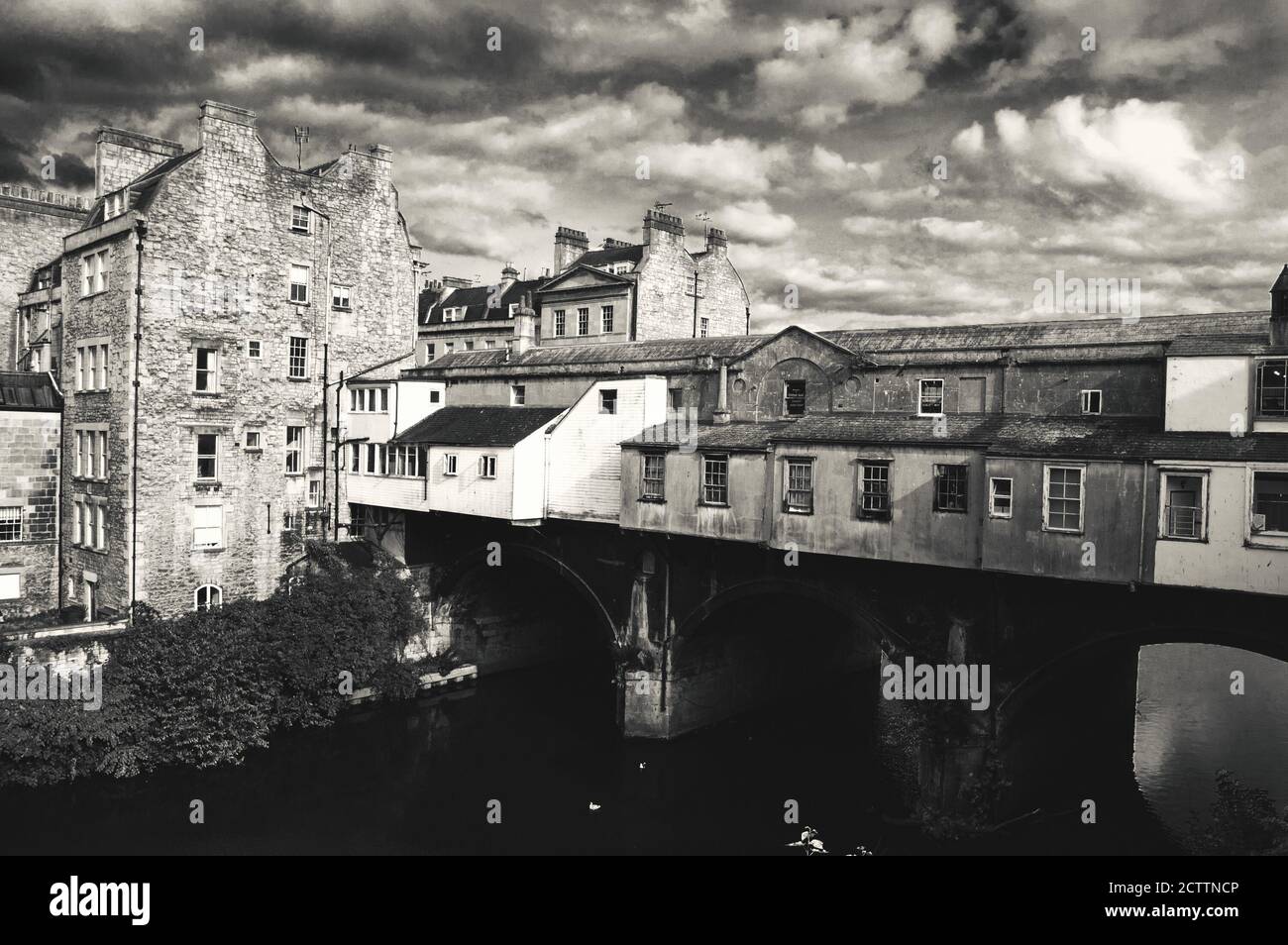 Bath (UK) Pulteney Bridge over the River Avon. View from the north side