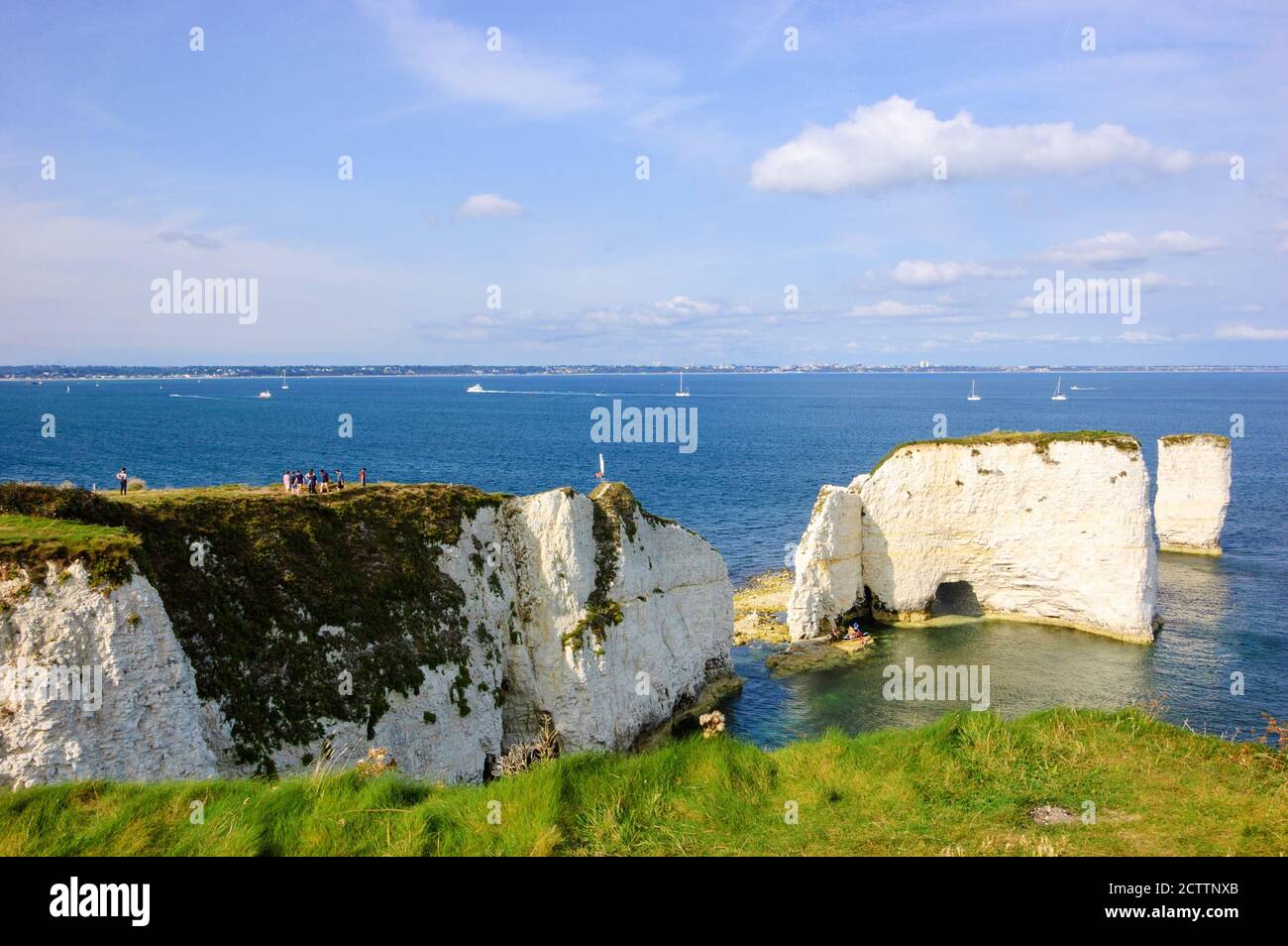 Old Harry Rocks. Chalk cliffs in Dorset, southern England, UK. UNESCO