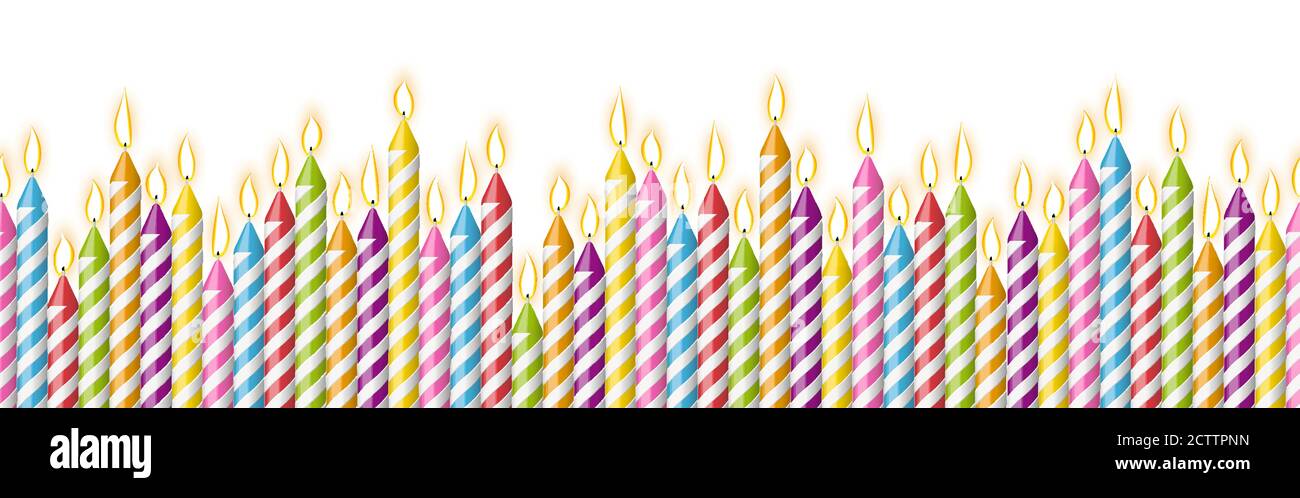 seamless row of colored candles for birthday decoration Stock Vector ...