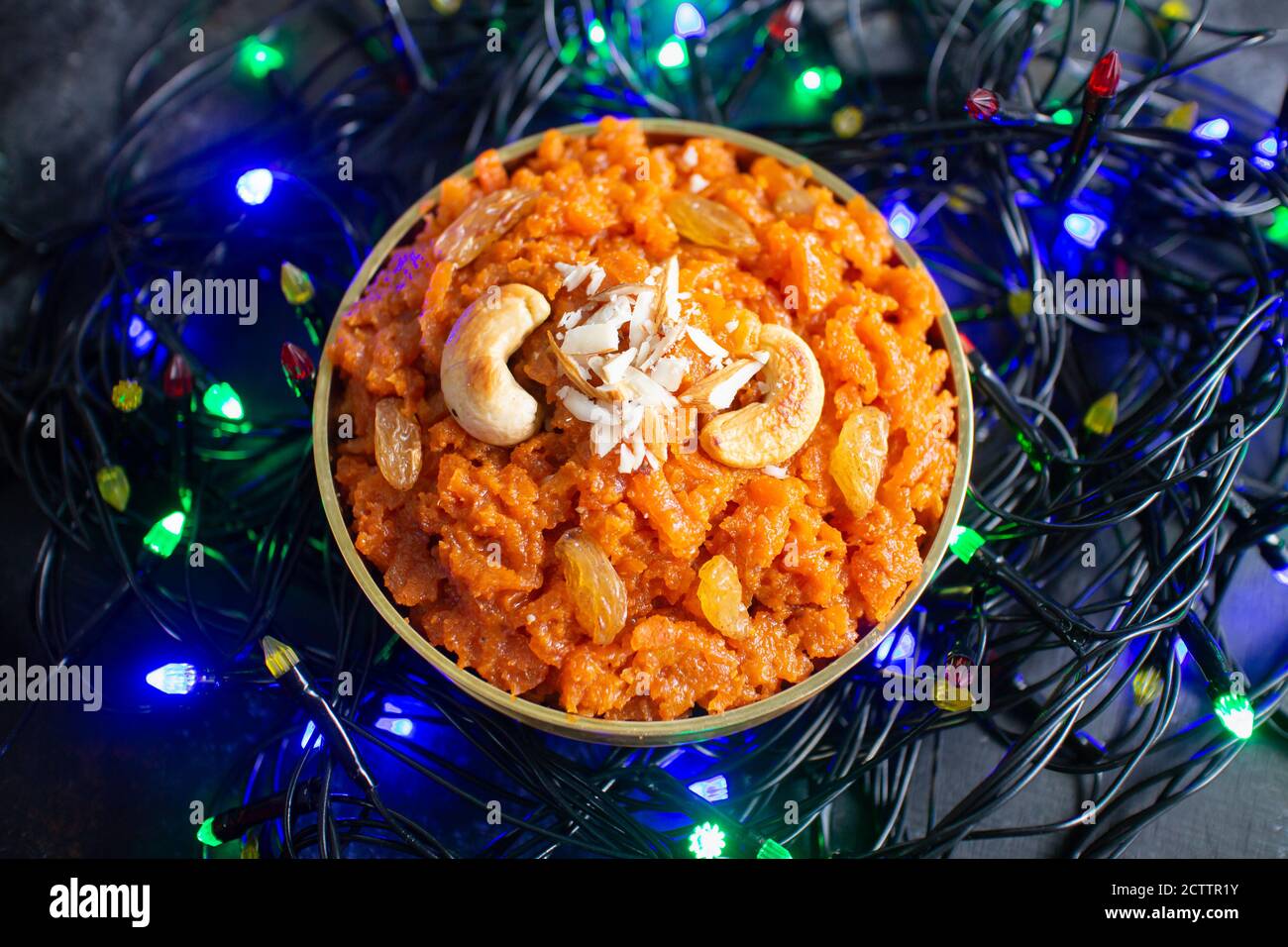 Indian Sweet carrot Halwa or Halva dessert festival sweet served in