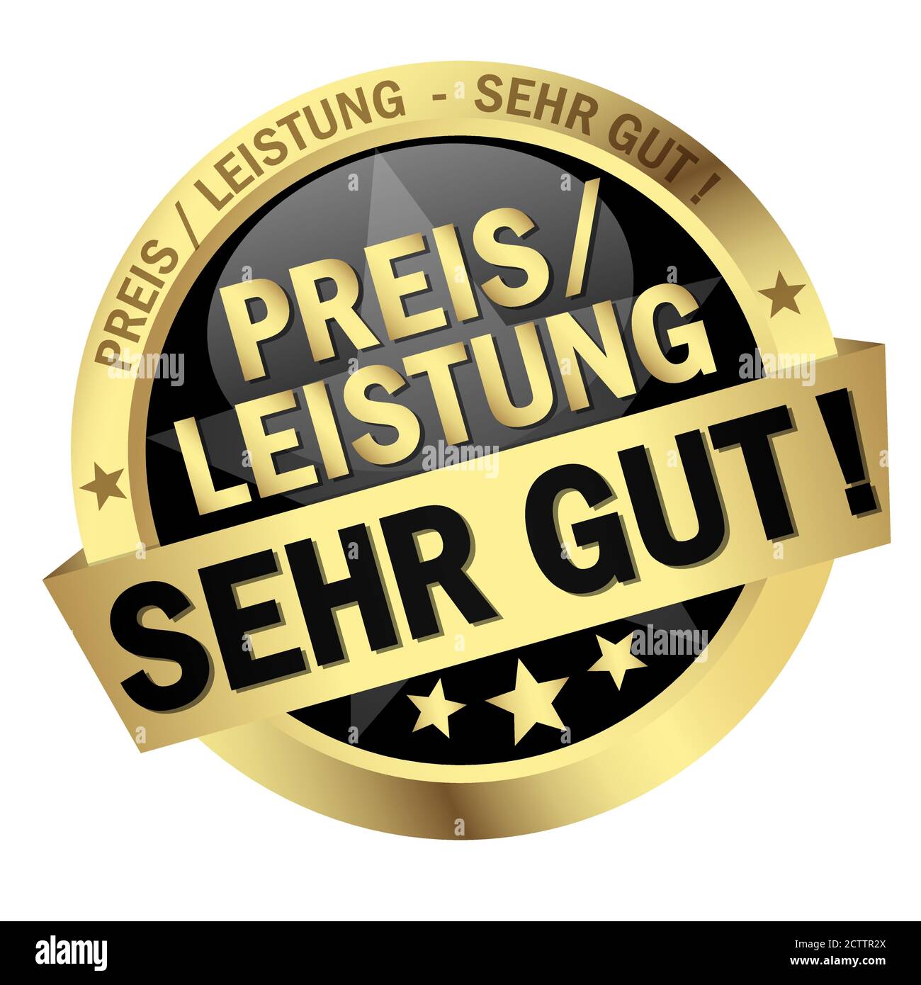 round colored button with banner and text Preis-Leistung sehr gut Stock Vector