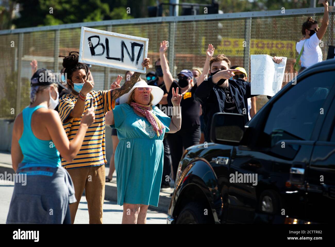 San Clemente, California, USA. 24th Sep, 2020. Protesters block traffic ...