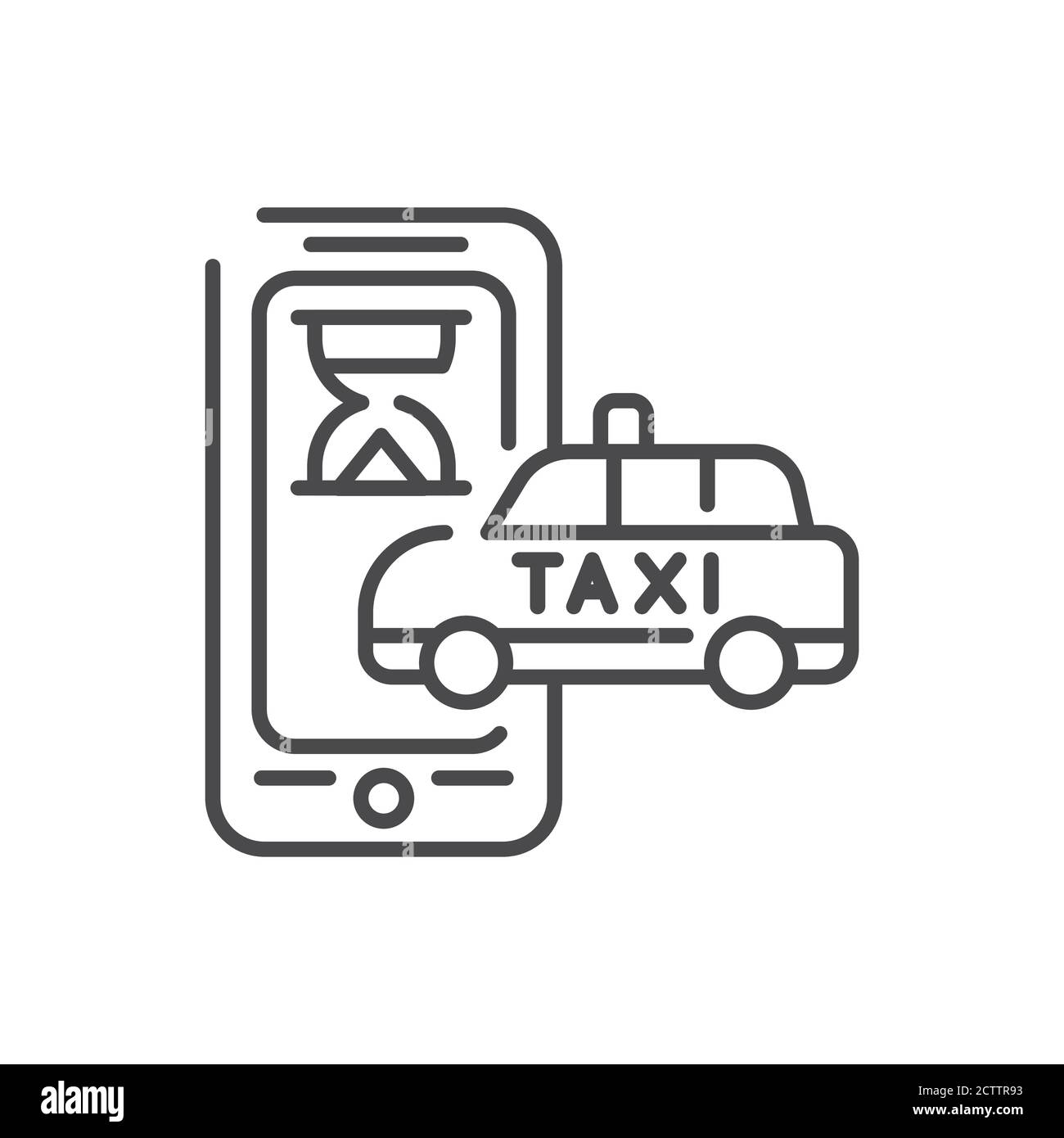 Taxi waiting time black line icon. Online mobile application order taxi service. Pictogram for web, mobile app, promo. UI UX design element Stock Vector
