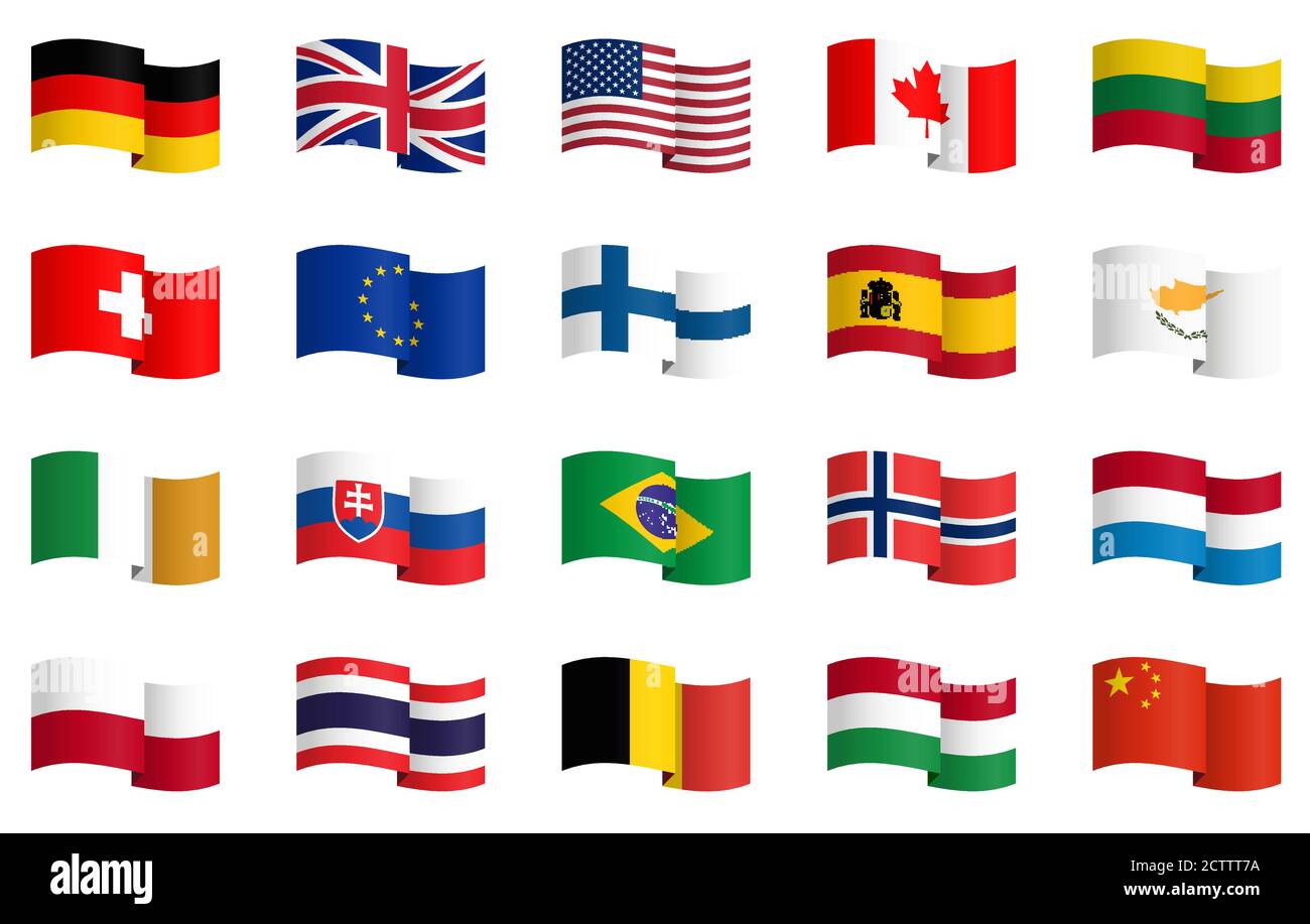 little collection of famous country flags No.1 vector file Stock Vector