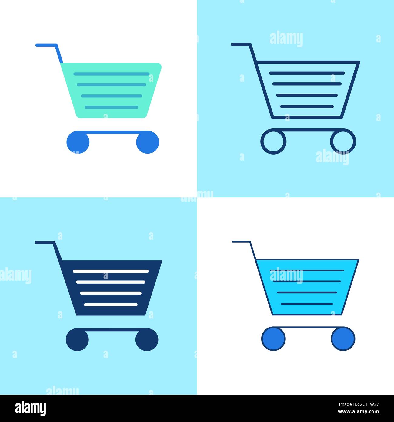 Shopping cart icon set in flat and line style Stock Vector Image & Art ...