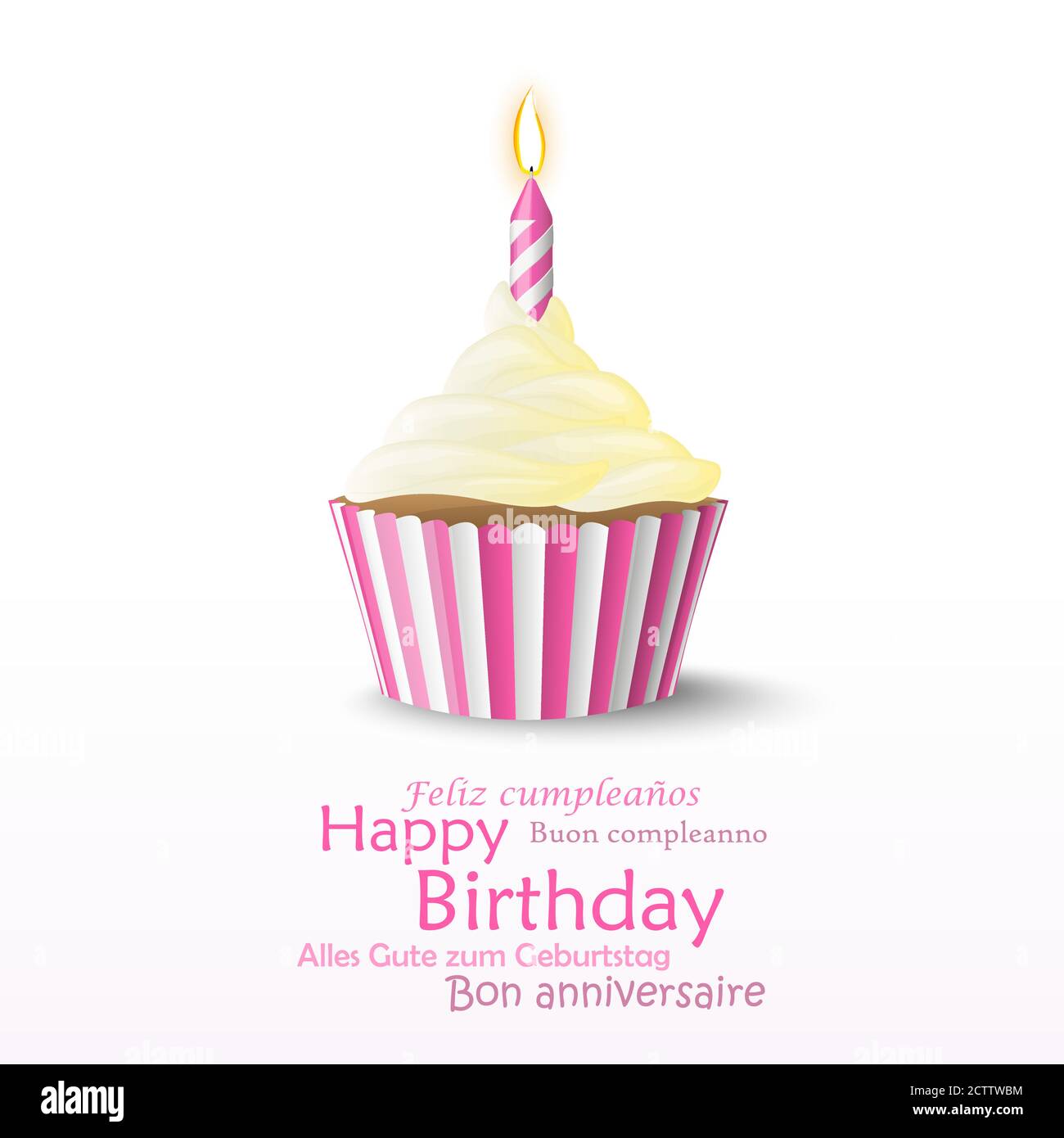 sweet vector cupcake with colored candle for birthday Stock Vector ...