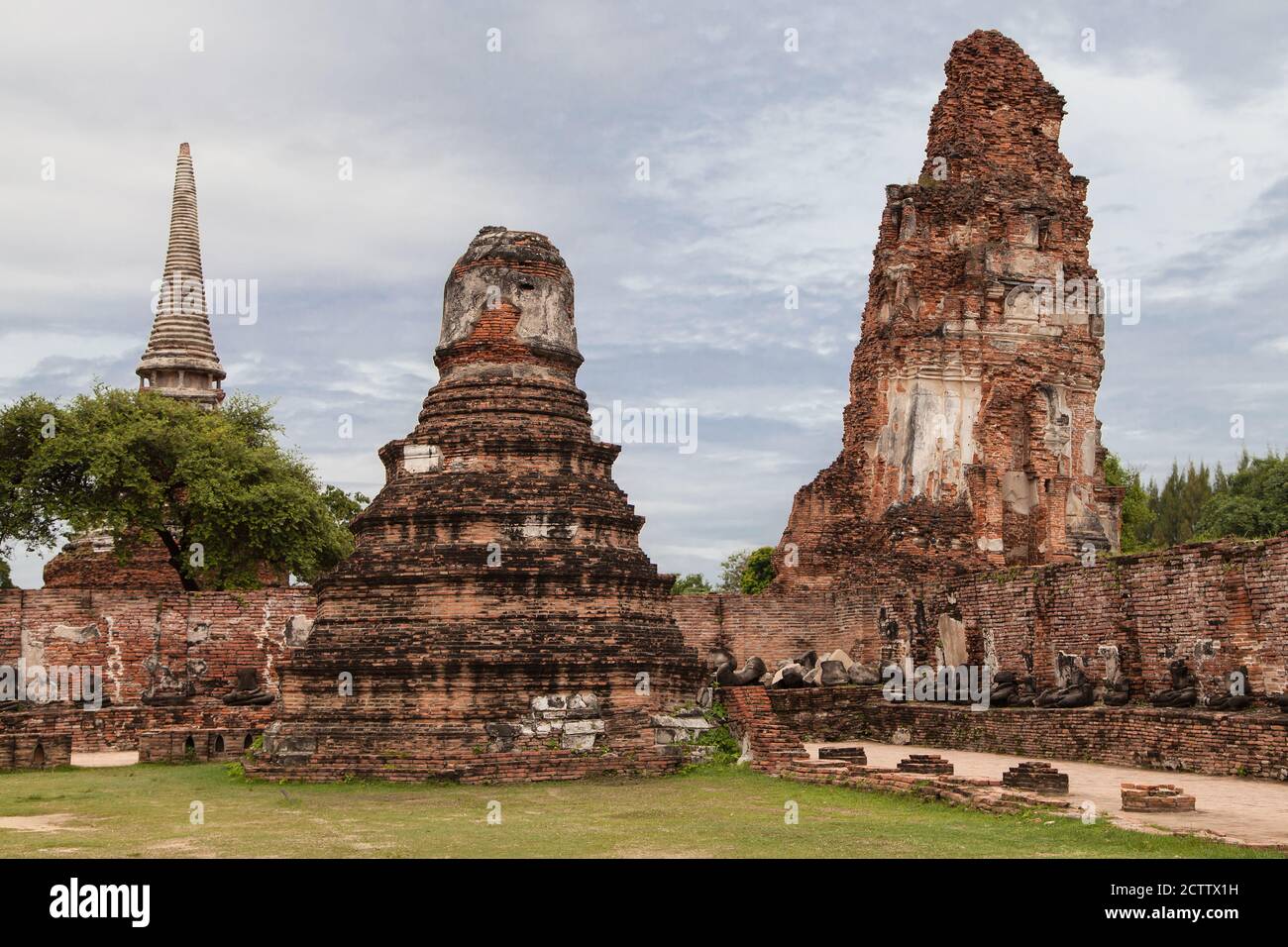 Ruins of Wat Mahathat in Ayutthaya, Thailand. Stock Photo