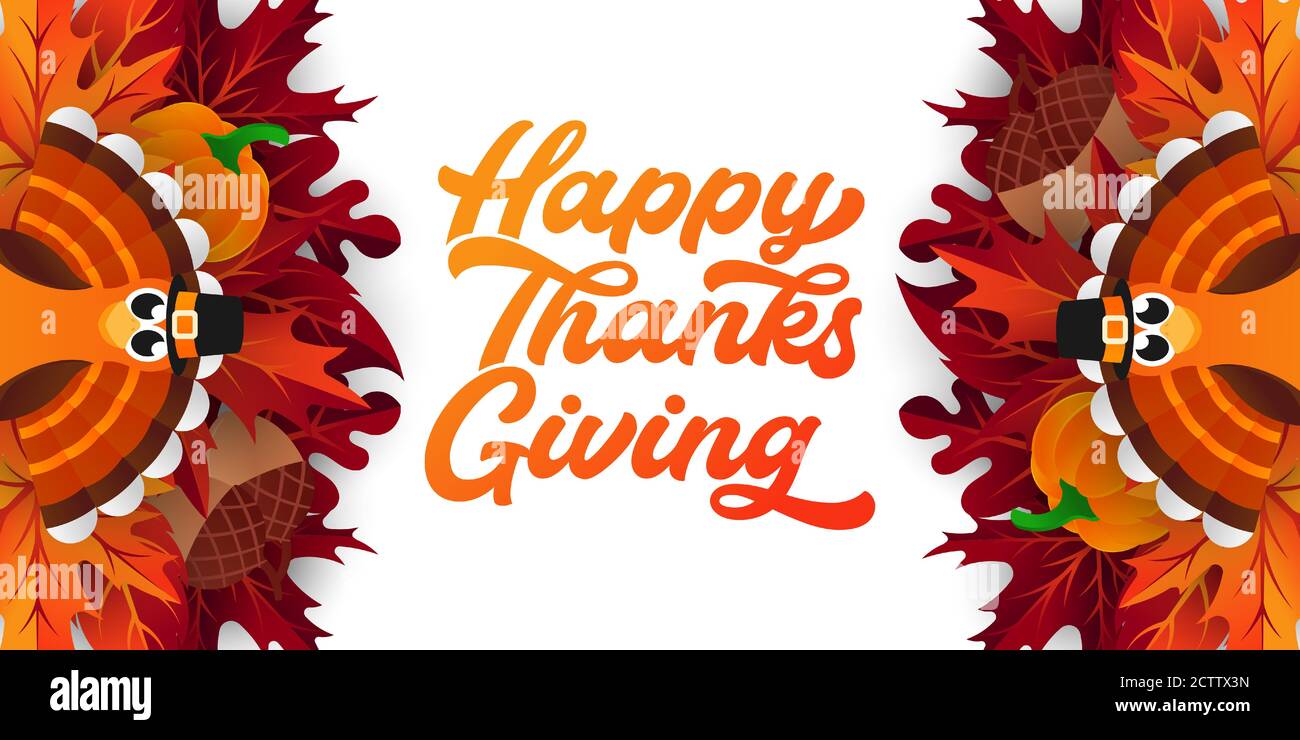 Happy Thanksgiving day background vector with decorative leaves ...