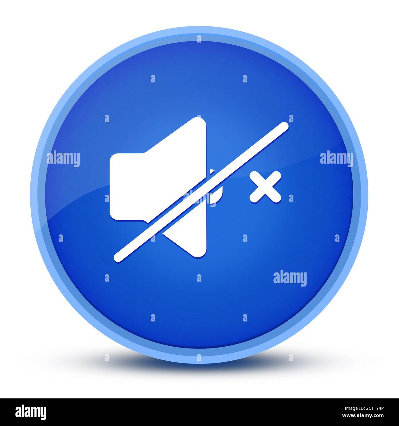 Mute speaker luxurious glossy blue round button abstract illustration Stock Photo