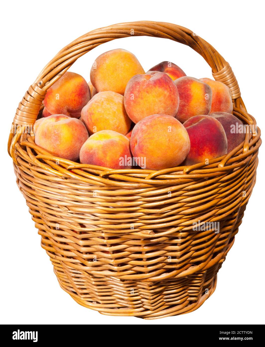 Ripe peaches in a basket Stock Photo