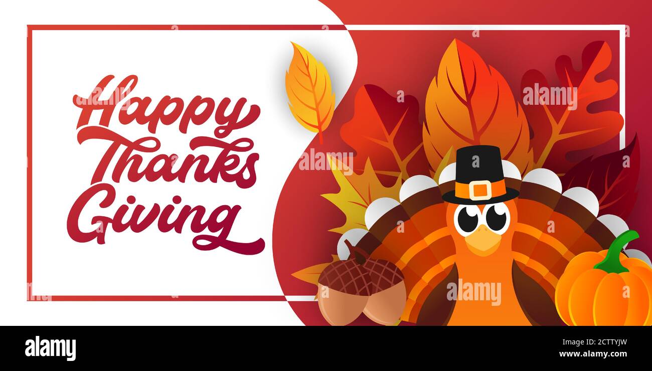 Happy Thanksgiving day background vector with decorative leaves ...