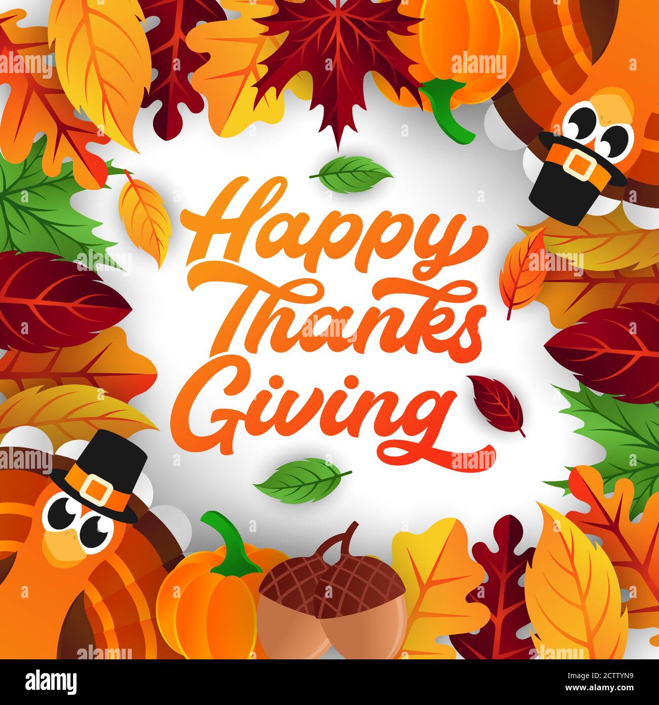 Happy Thanksgiving day background vector with decorative leaves ...