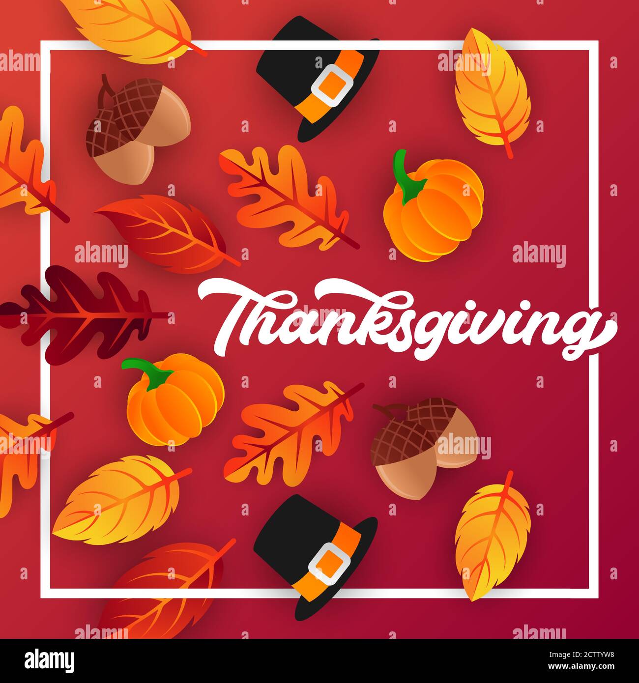 Happy Thanksgiving day background vector with decorative leaves ...
