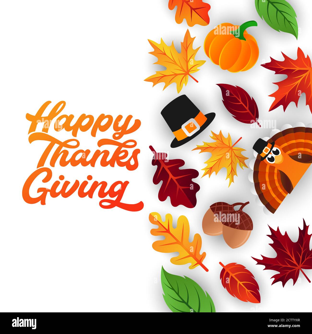 Happy Thanksgiving day background vector with decorative leaves ...