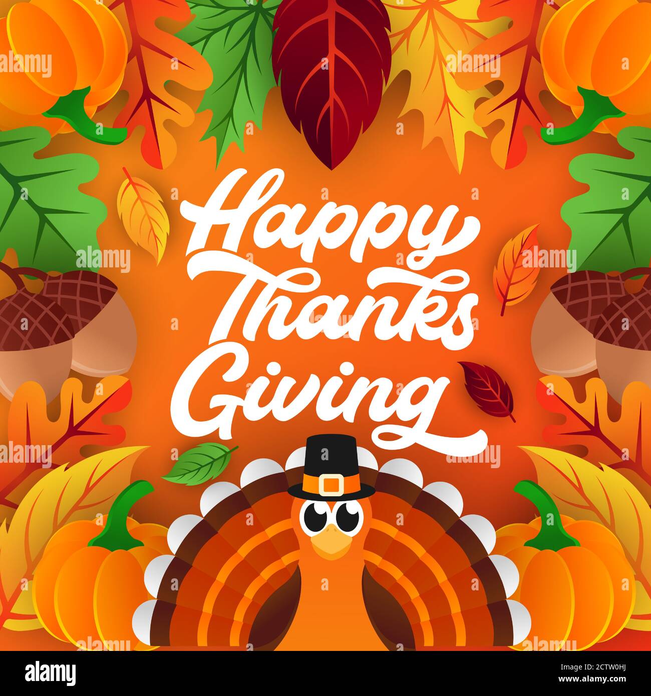 Happy Thanksgiving day background vector with decorative leaves ...
