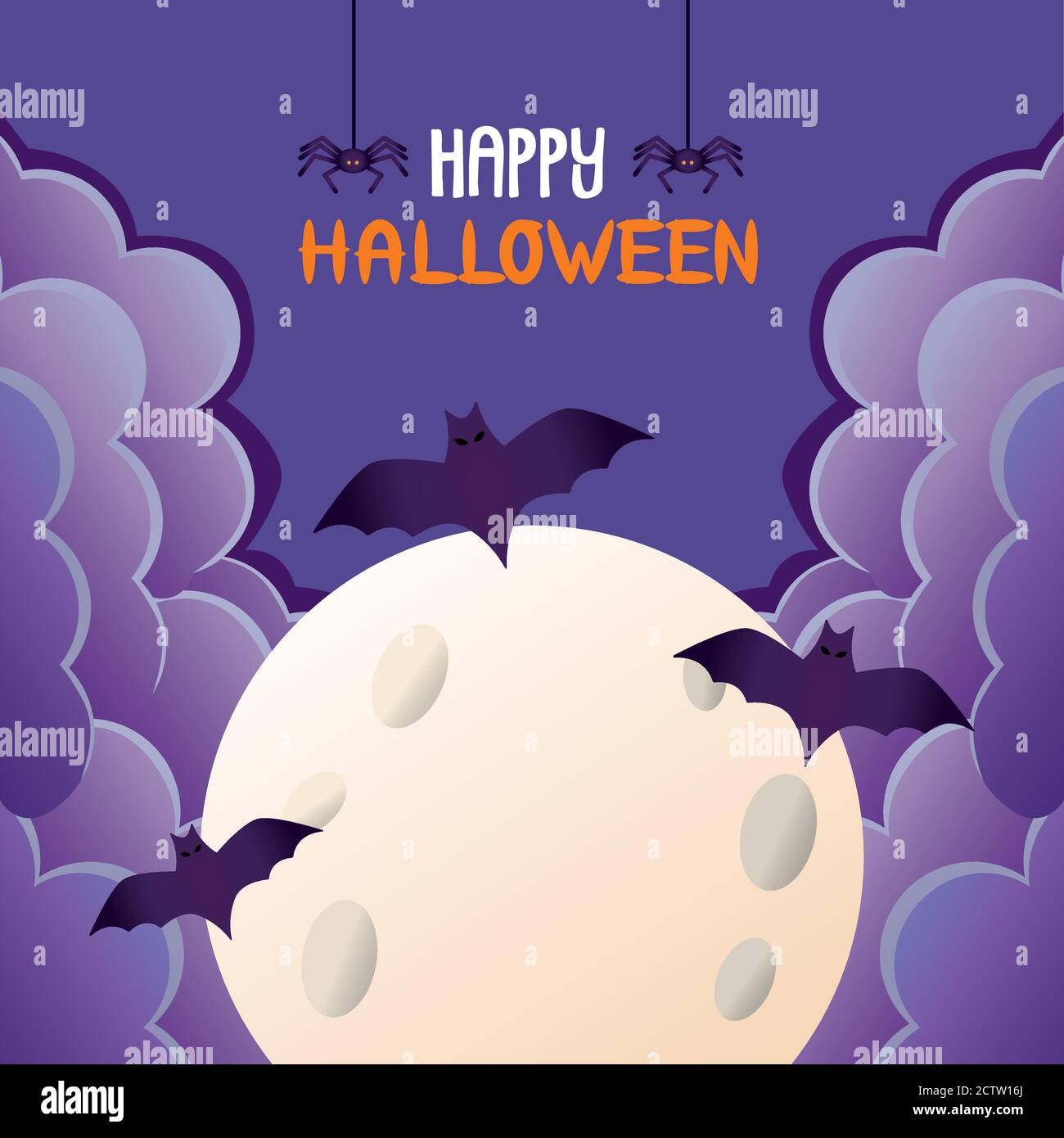 halloween bats flying in moon vector illustration design Stock Vector ...