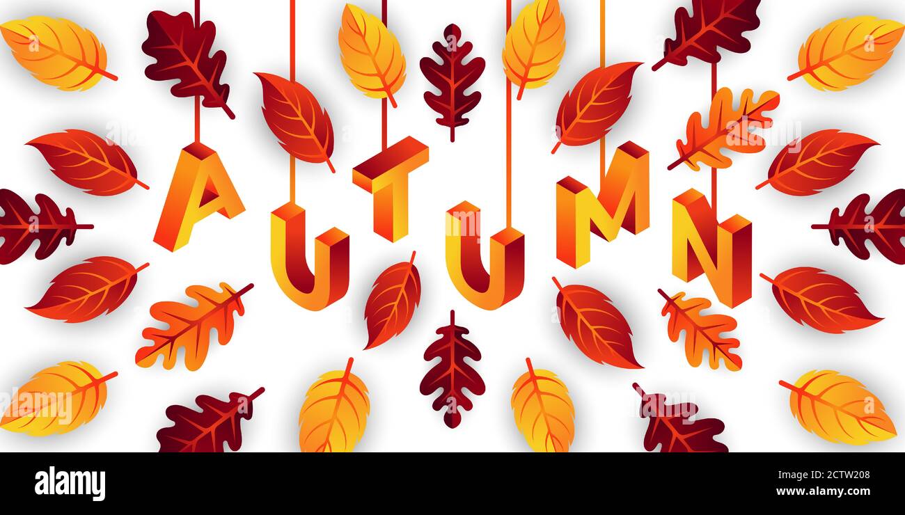 Autumn background vector with decorative leaves. Autumn fall Vector background template. Abstract Autumn background design template for ad, poster, ba Stock Vector