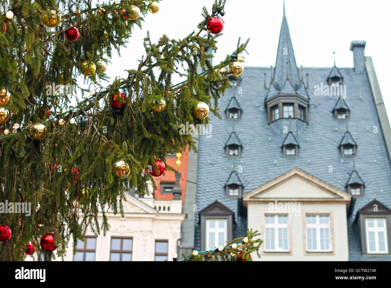 Chtistmastime at Leipzig. Christmas on the Central square. Saxony, Germany. Stock Photo