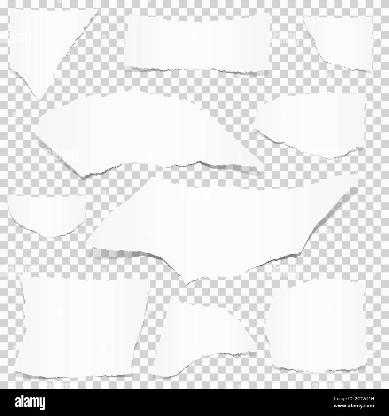 collection of paper scraps colored white with transparency in vector file Stock Vector