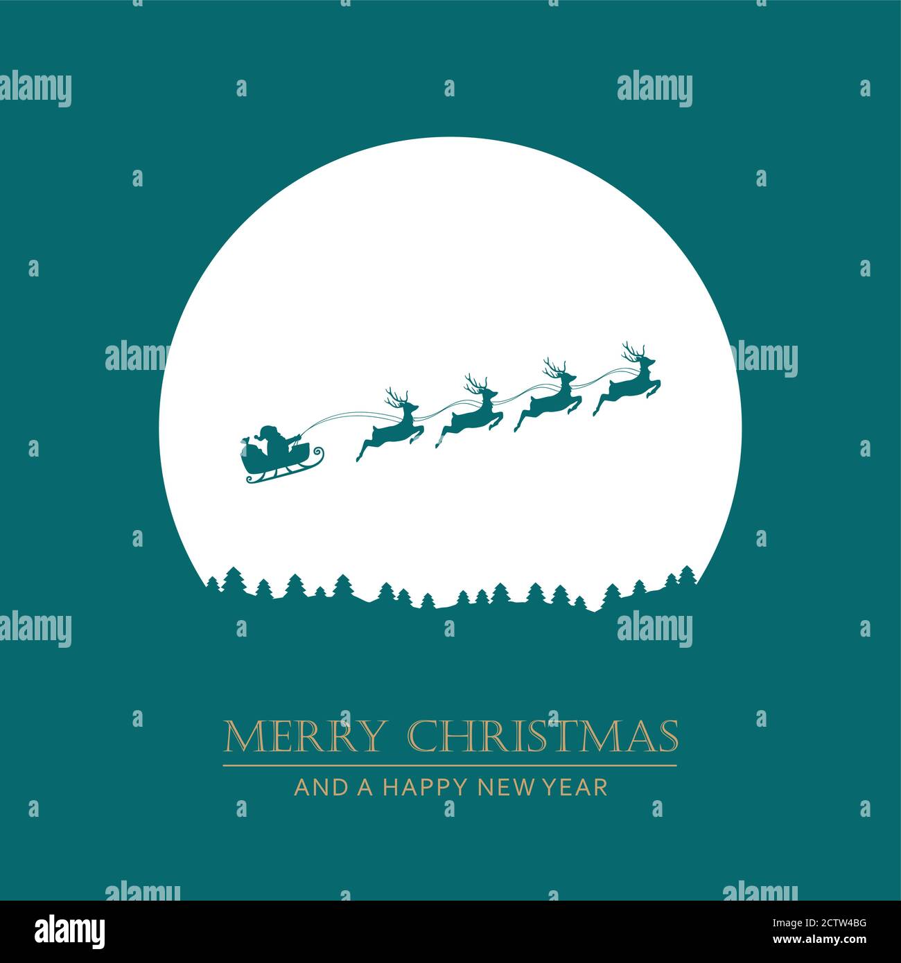 christmas winter banner with santa sleigh and reindeer vector illustration EPS10 Stock Vector