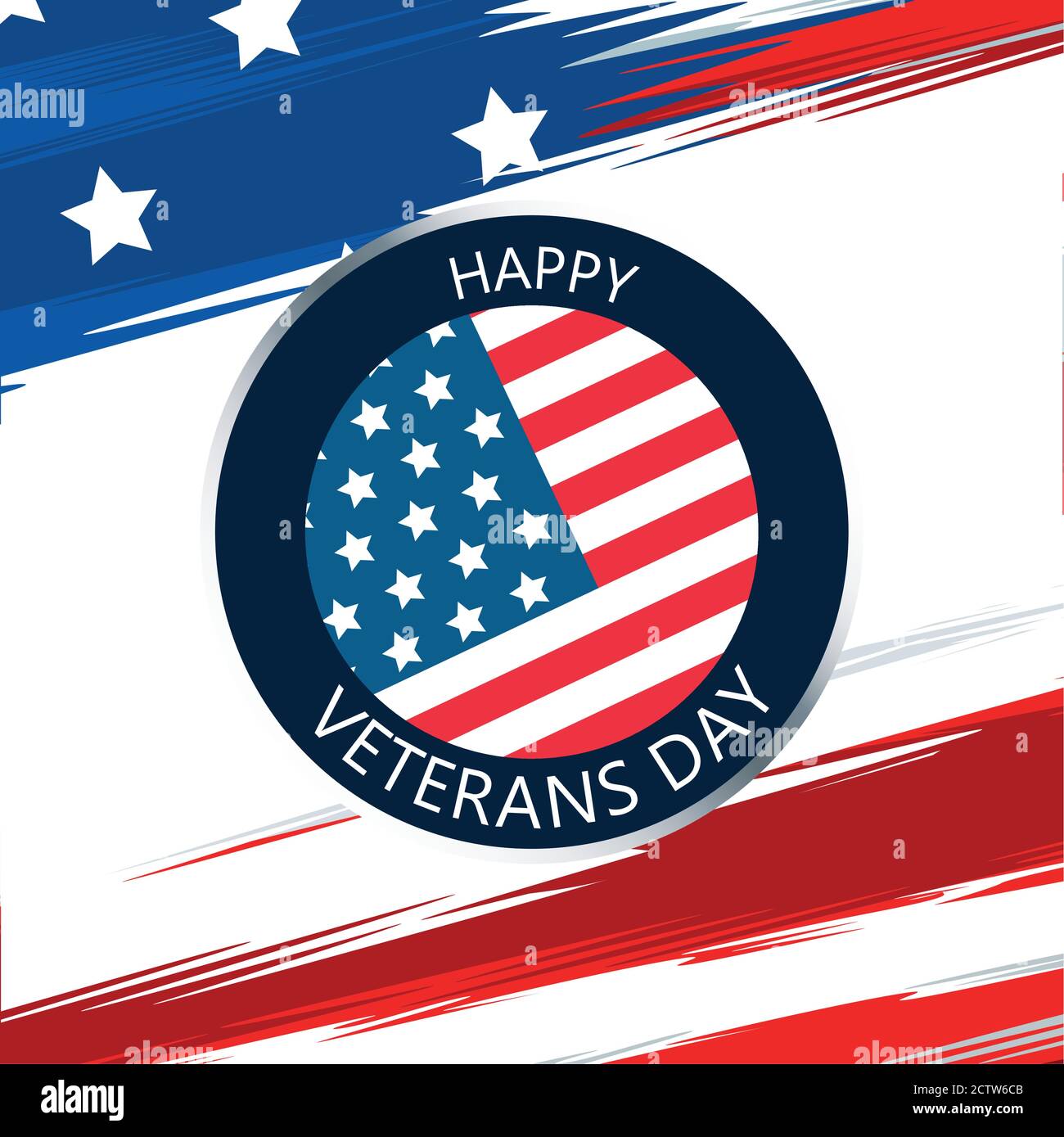 happy veterans day lettering in button with usa flag background vector ...