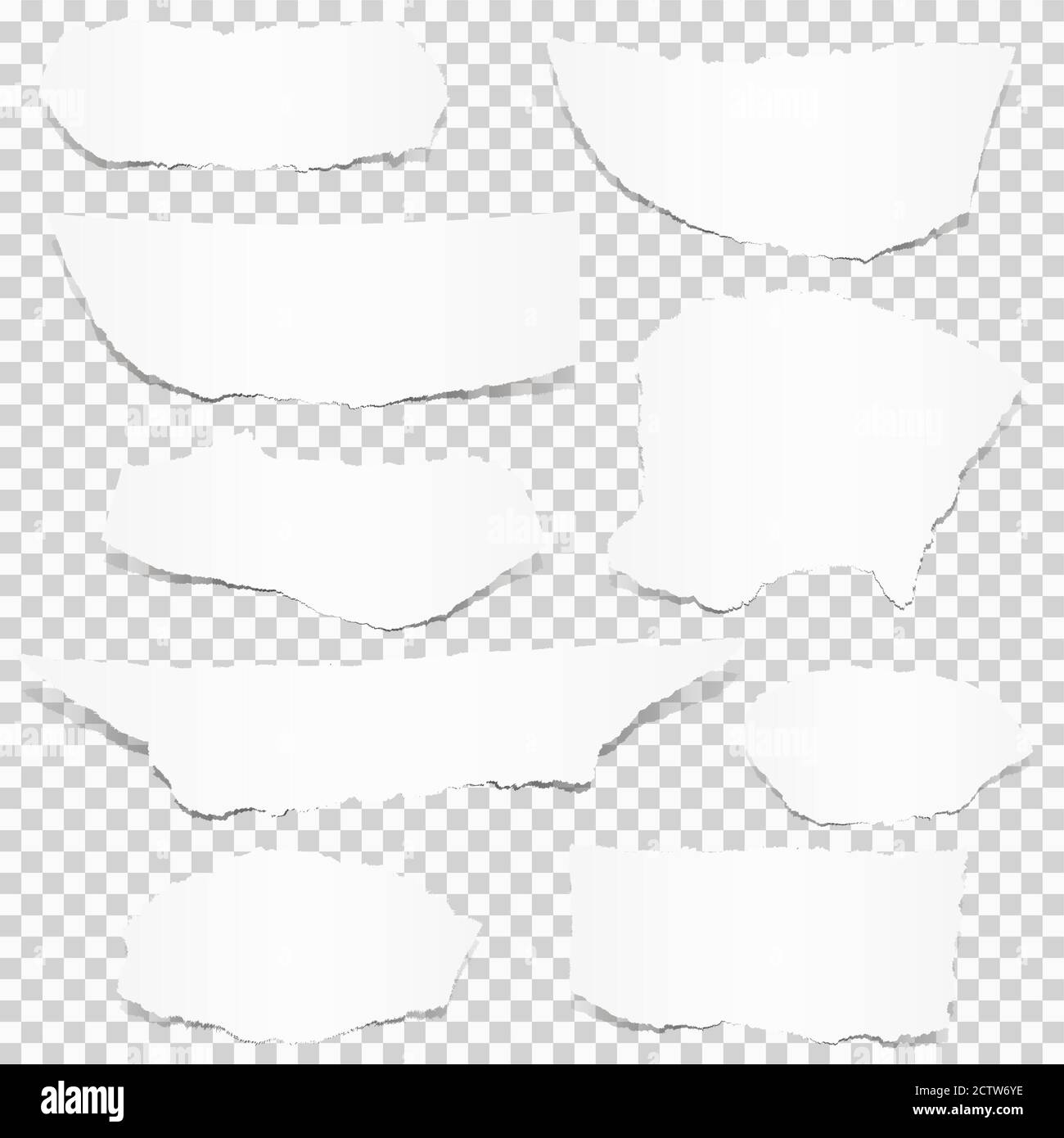 collection of paper scraps colored white with transparency in vector file Stock Vector