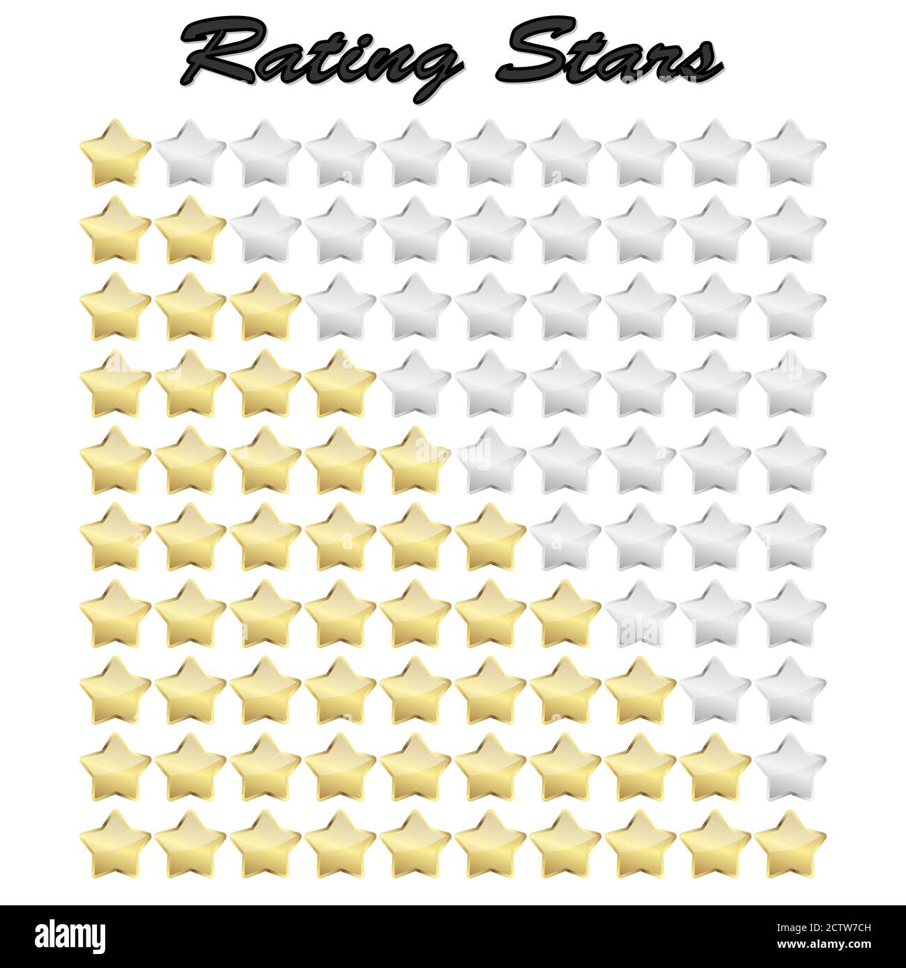 vector file of golden review stars for rating Stock Vector