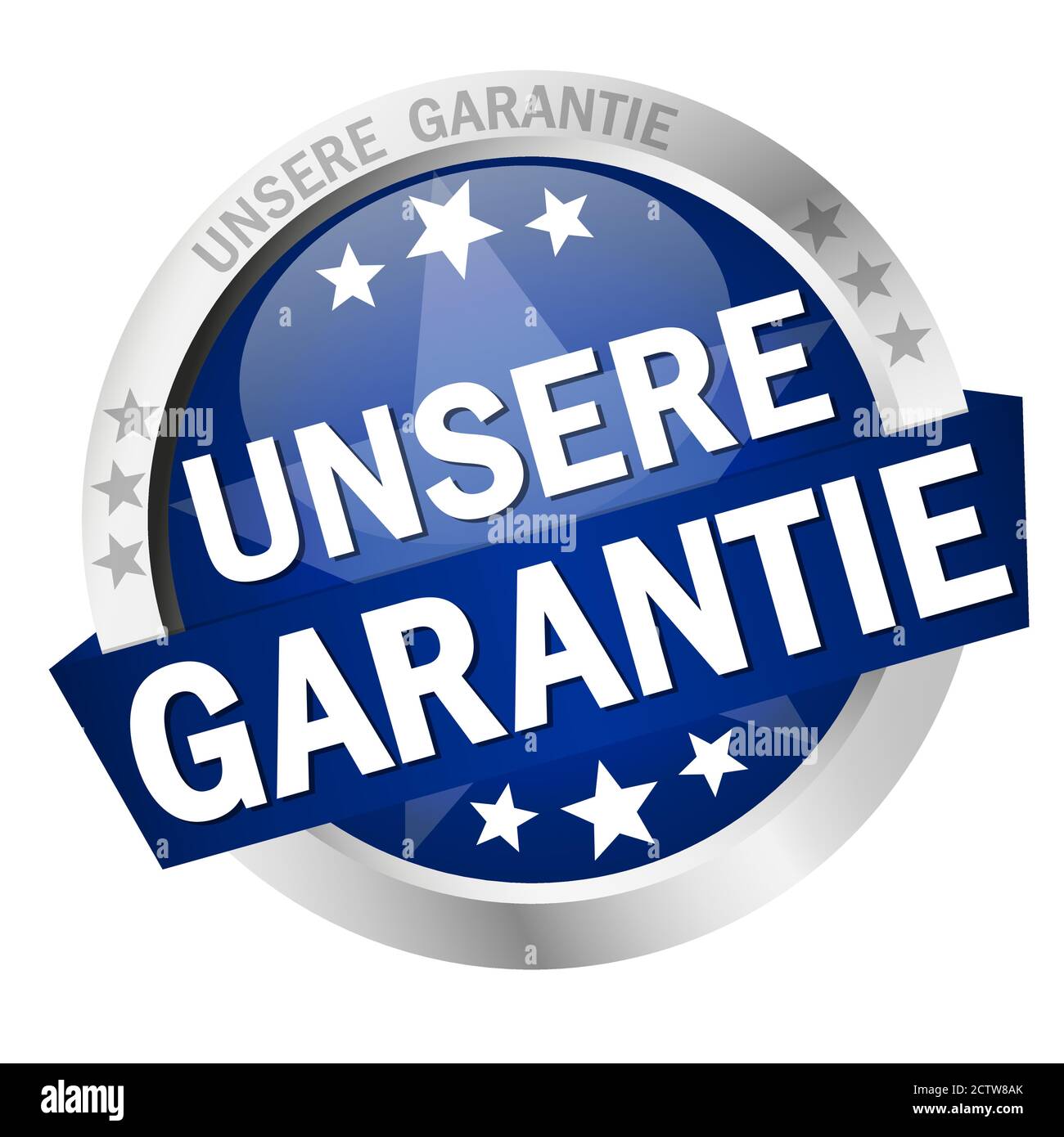 round colored button with banner and text Unsere Garantie Stock Vector