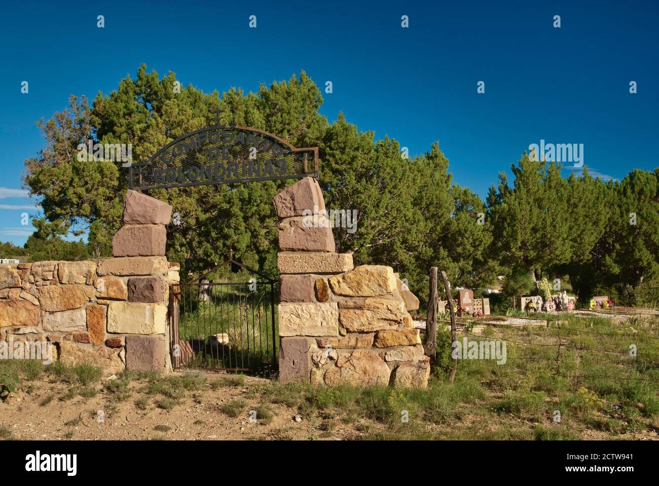 Gate to village cemetery near Buena Vista, New Mexico, USA Stock Photo