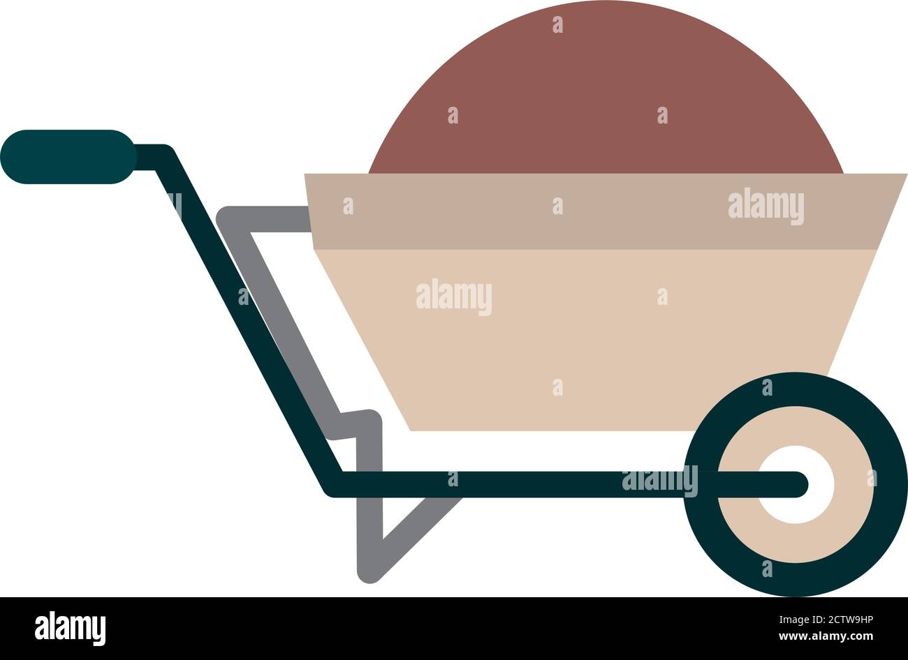 gardening, wheelbarrow with soil tool flat icon style vector ...