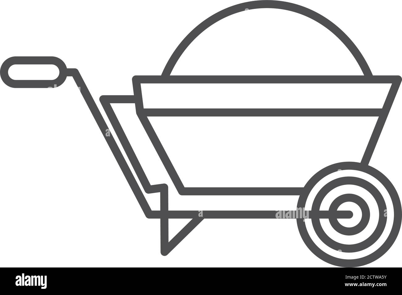 gardening, wheelbarrow with soil tool line icon style vector ...