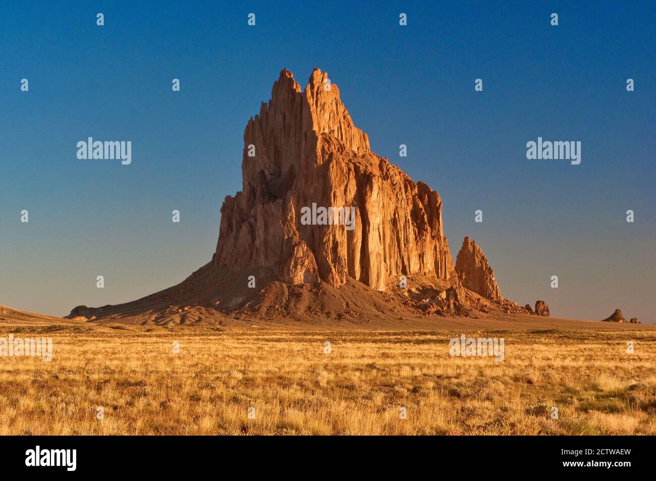 Shiprock, sacred Navajo mountain, monolith, at sunrise, New Mexico, USA Stock Photo