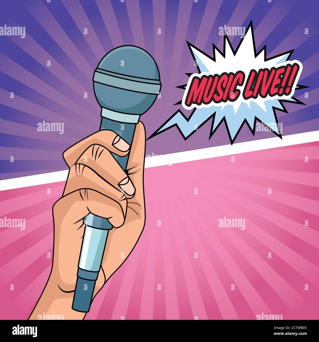 hand with microphone pop art style icon vector illustration design ...