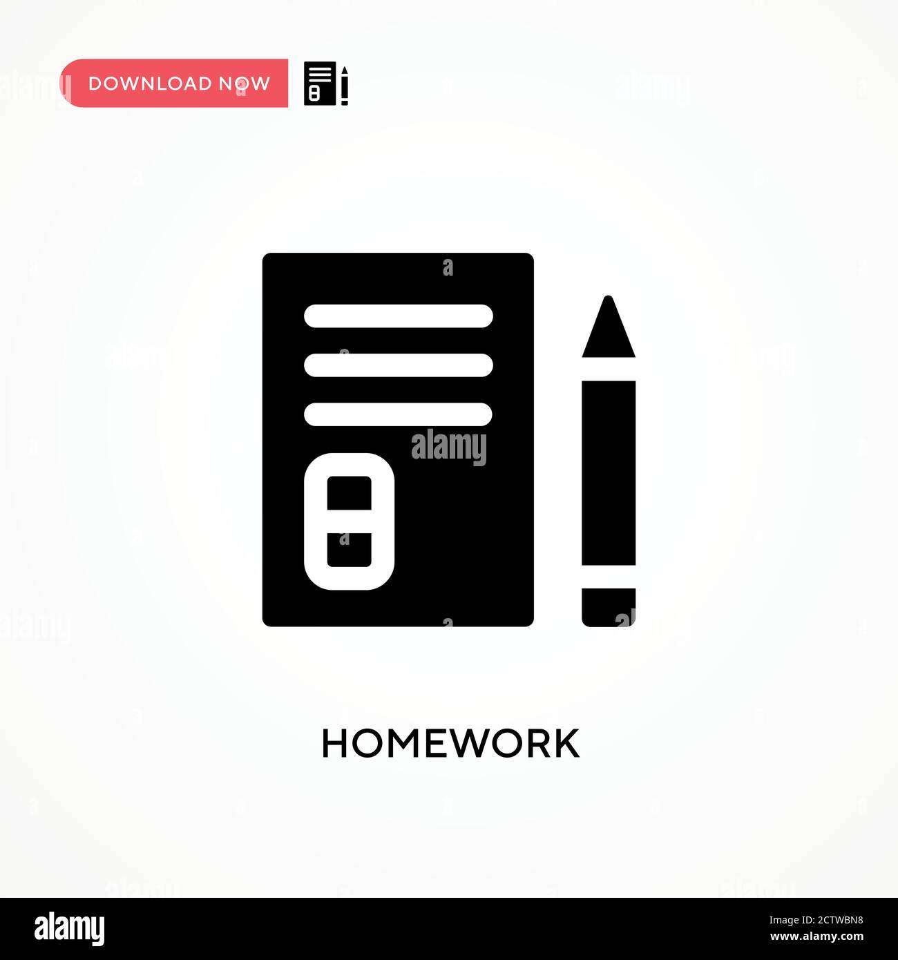 Homework vector icon. . Modern, simple flat vector illustration for web site or mobile app Stock Vector
