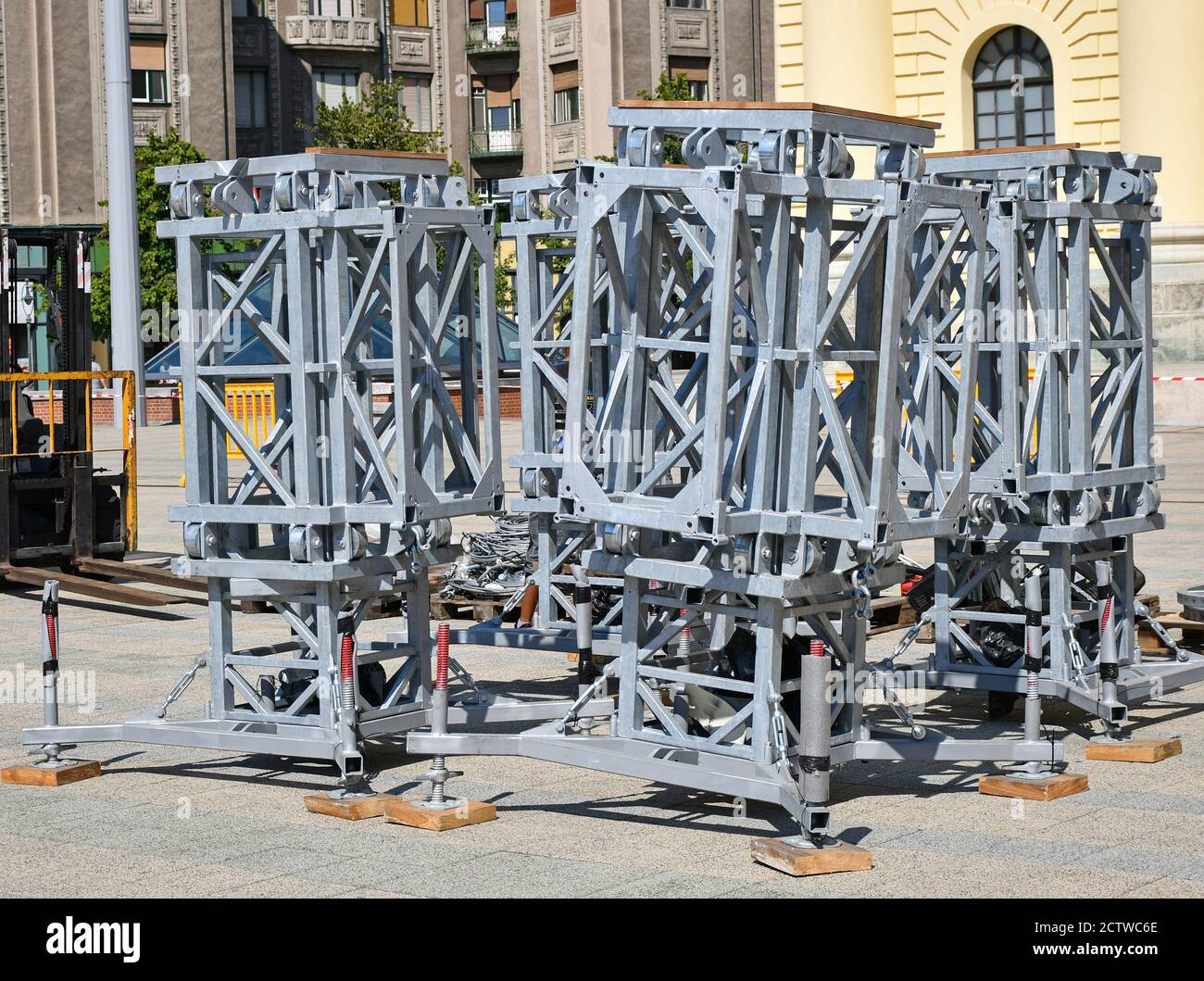 Metal parts of the stage Stock Photo - Alamy