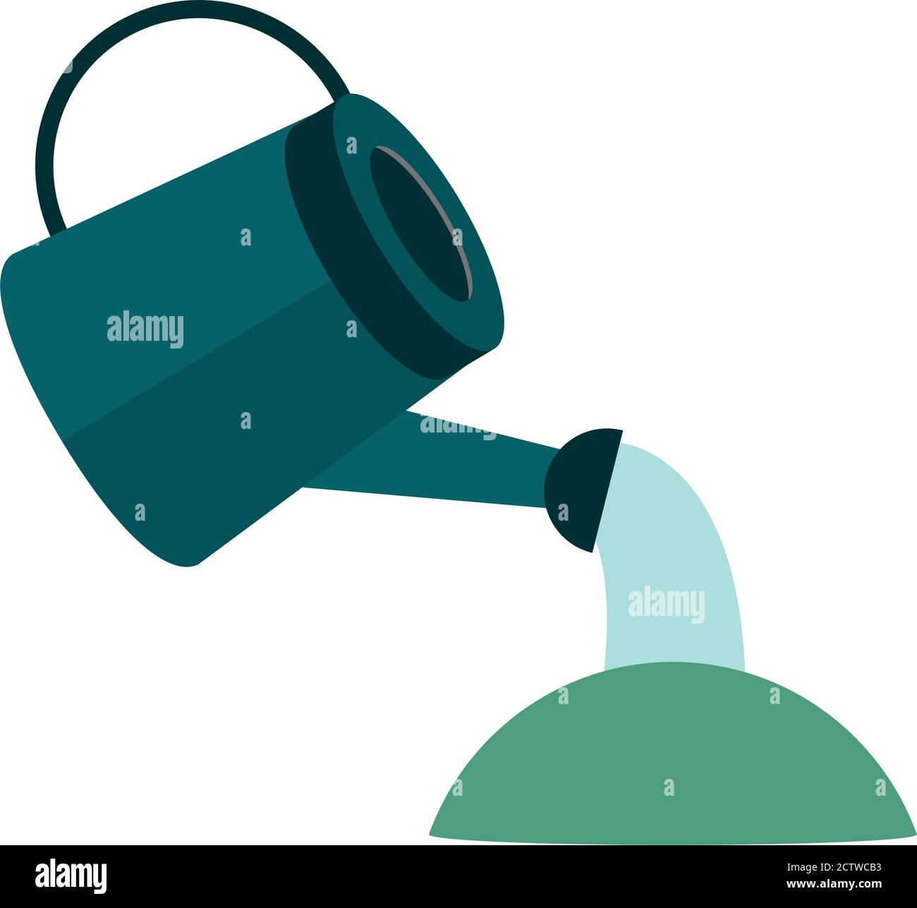 gardening, watering can pouring water in grass flat icon style vector ...