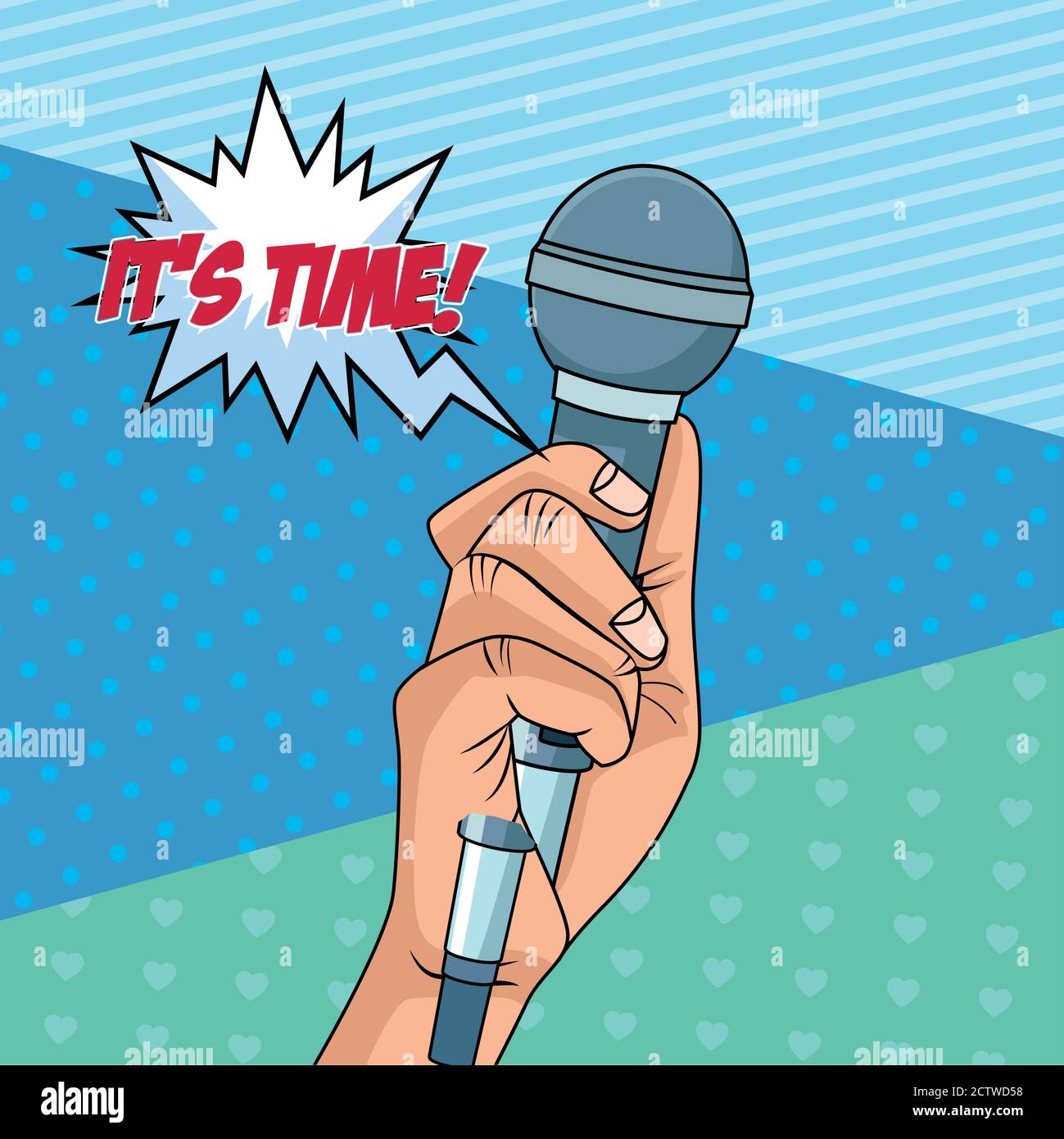 hand with microphone pop art style icon vector illustration design ...