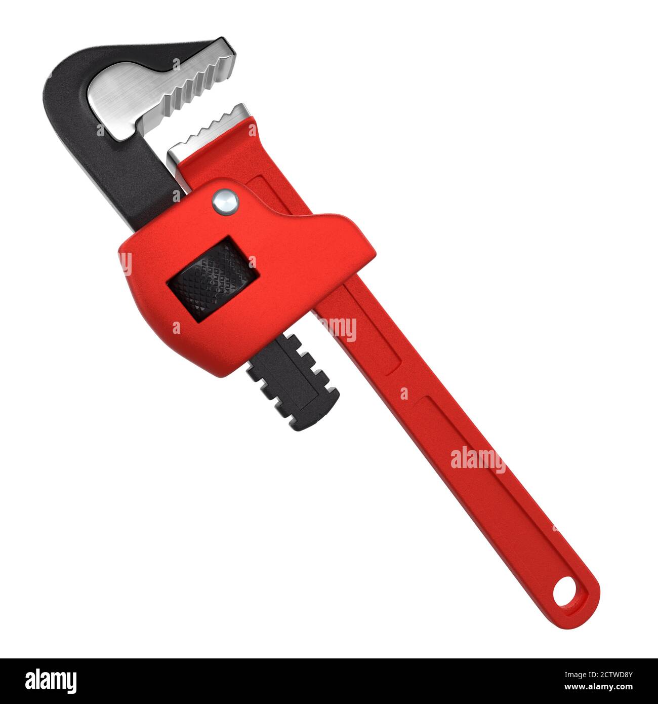 Adjustable pipe wrench, spanner or plumbing tool isolated on white