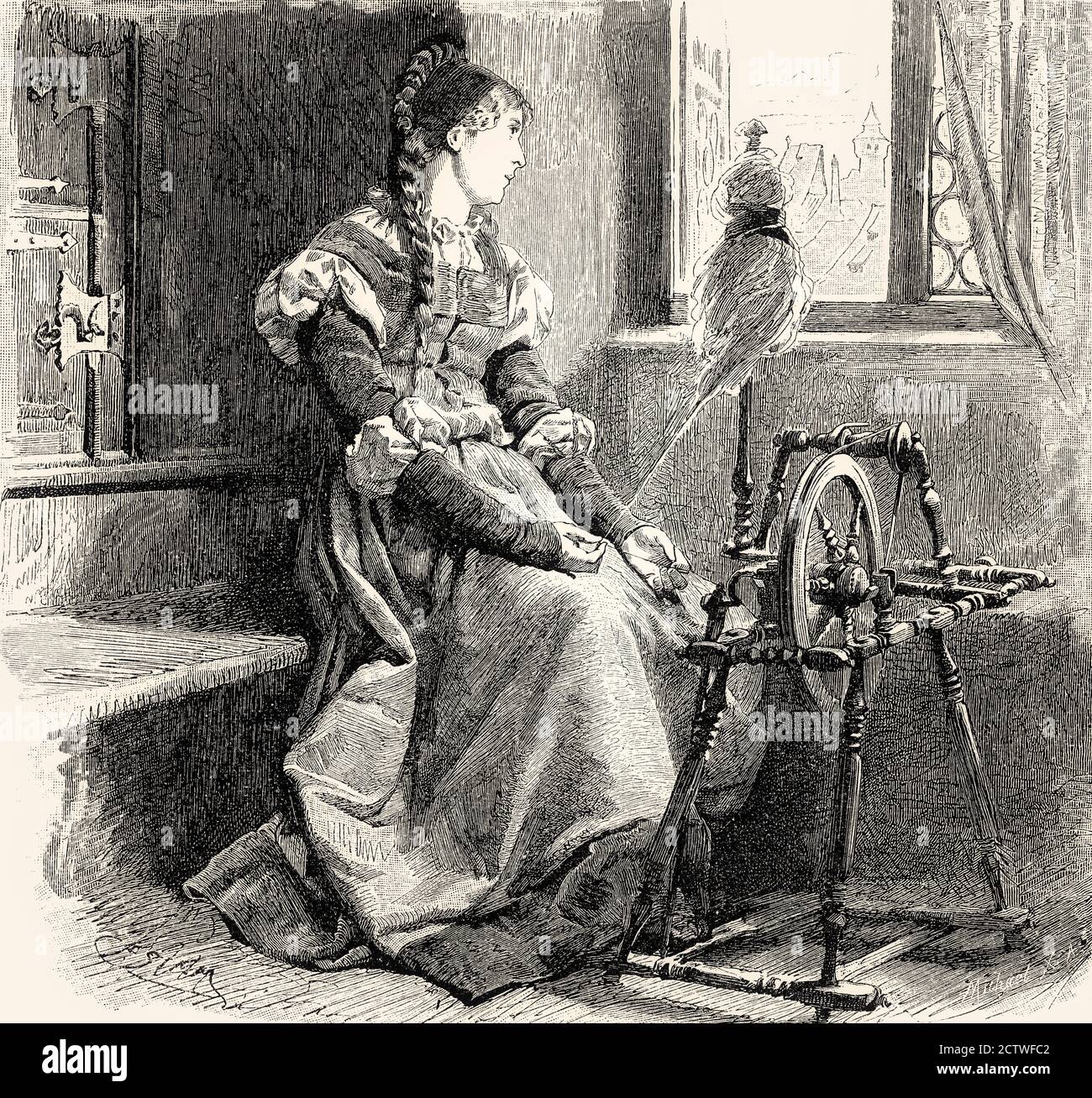 Gretchen alone at her spinningwheel, first part of the tragic play