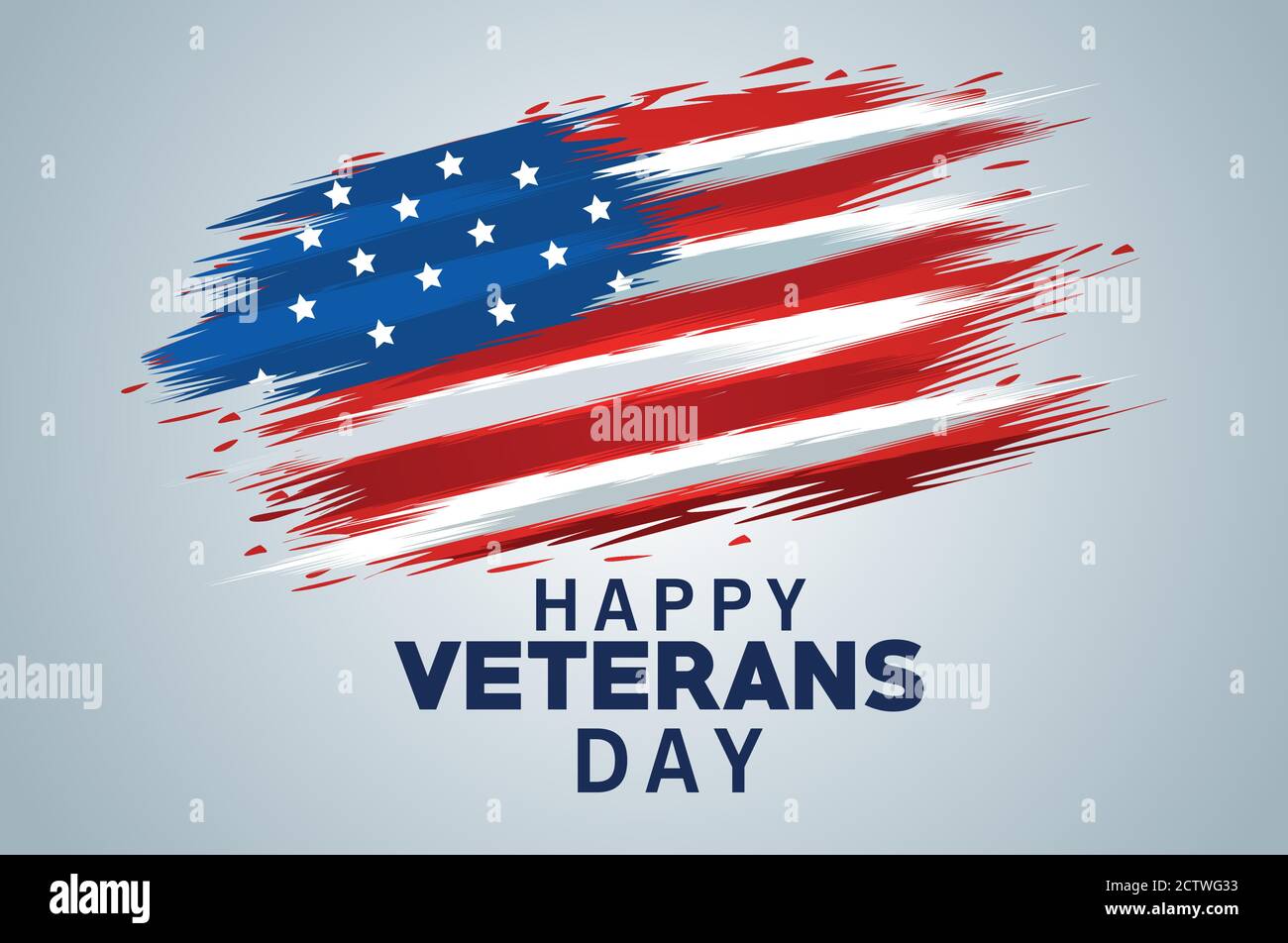 happy veterans day lettering with usa flag painted vector illustration ...