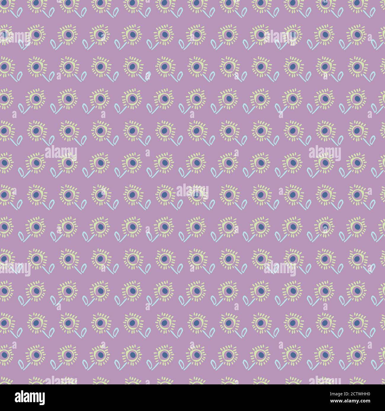 rows of doodle flowers seamless vector pattern Stock Vector