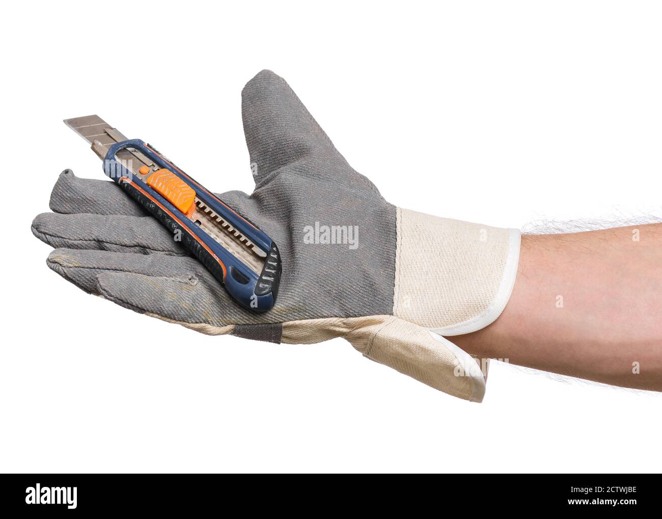 Hand with glove and knife Stock Photo Alamy