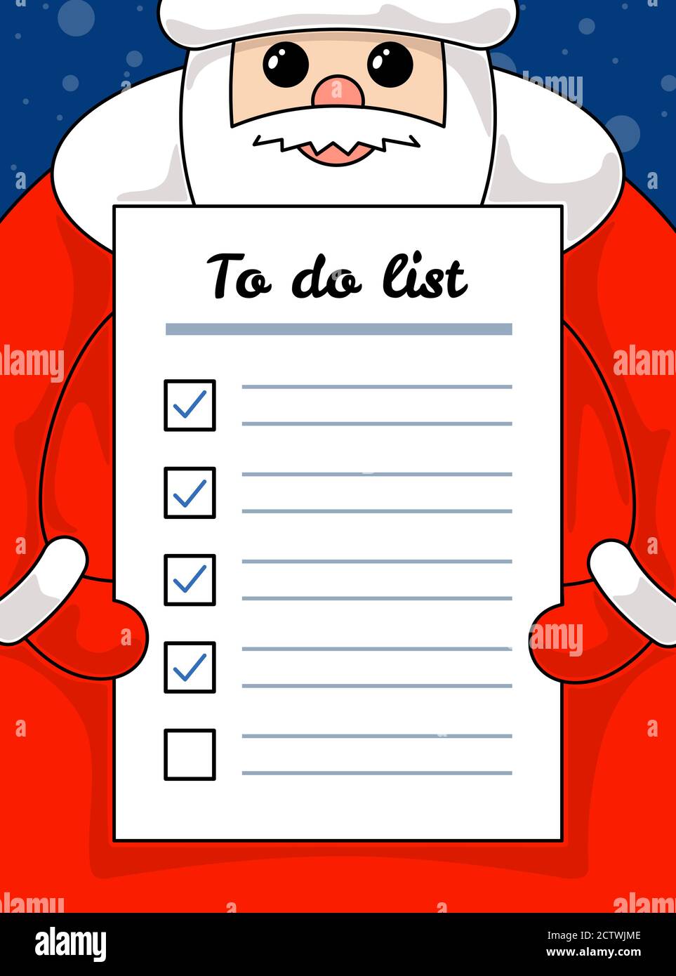 Kawaii Funny Santa Claus Holding Letter To Do List Paper Christmas And Happy New Year Holiday Task And Promises Plan Empty Form Cartoon Vector Eps Illustration Stock Vector Image Art