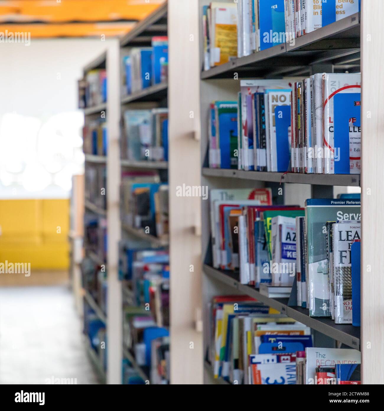 Kota Kinabalu, Sabah, Malaysia: Book shelves and books of the new Sabah Regional Library at Tanjung Aru Plaza, Kota Kinabalu, opened on April 1 2019. Stock Photo