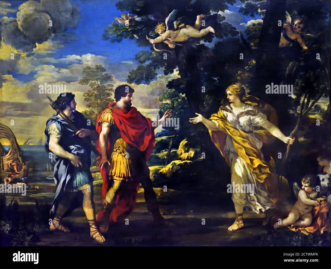 The Meeting of Aeneas and Venus 1630-1635 Pietro BERRETTINI is known as Pietro da CORTONA 1597-1669 ( Venus as Huntress Appears to Aeneas ) Stock Photo