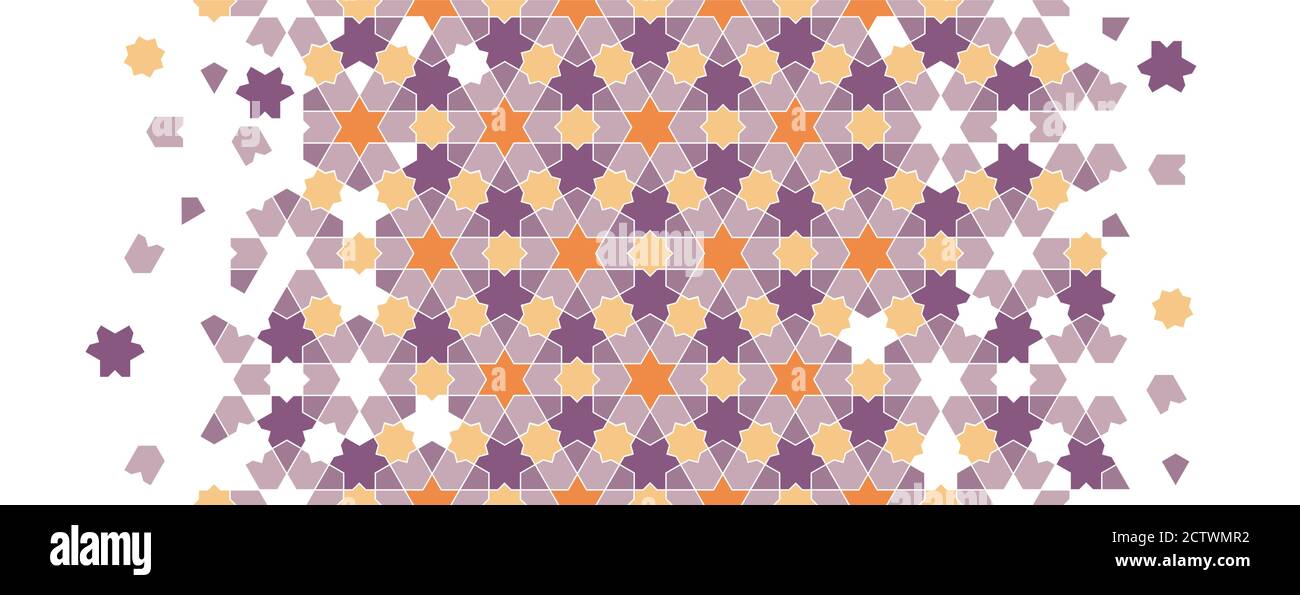 Moroccan mosaic wallpaper. Repeating vector border, pattern, background. Stock Vector