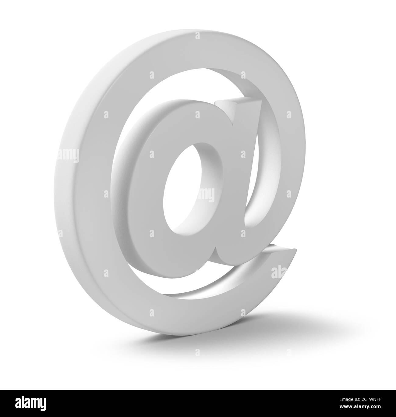 Smooth 3D e-mail sign isolated on white, soft shadow Stock Photo