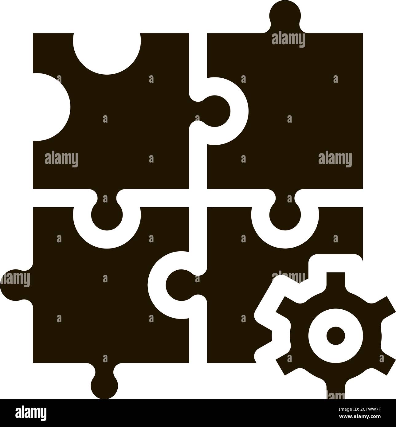 Puzzle Game And Gear Agile Element glyph icon Stock Vector