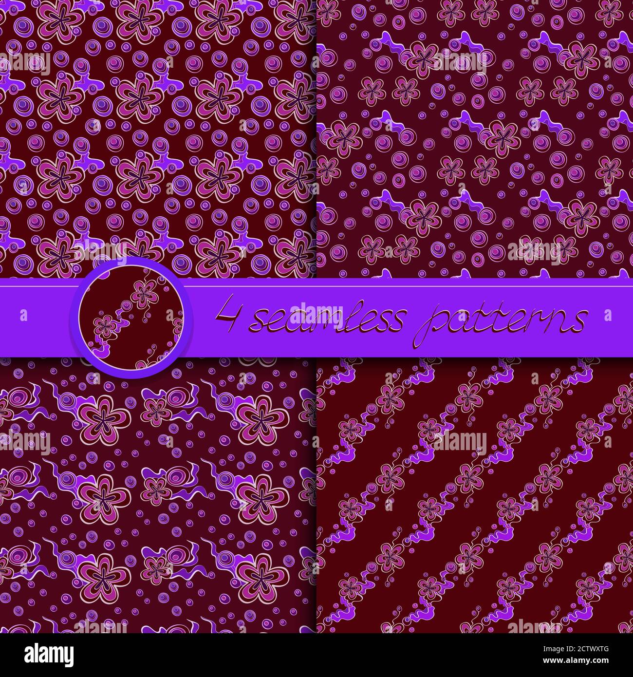 Vector set of seamless patterns with floral elements. Collection of ...